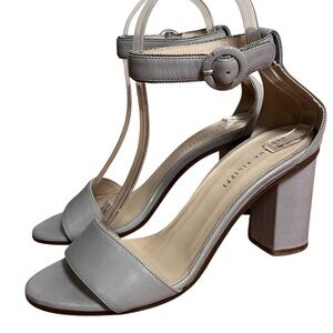 Fabiana Filippi Gray Leather Ankle Strap Block Heel Sandals — Size 37 (7)